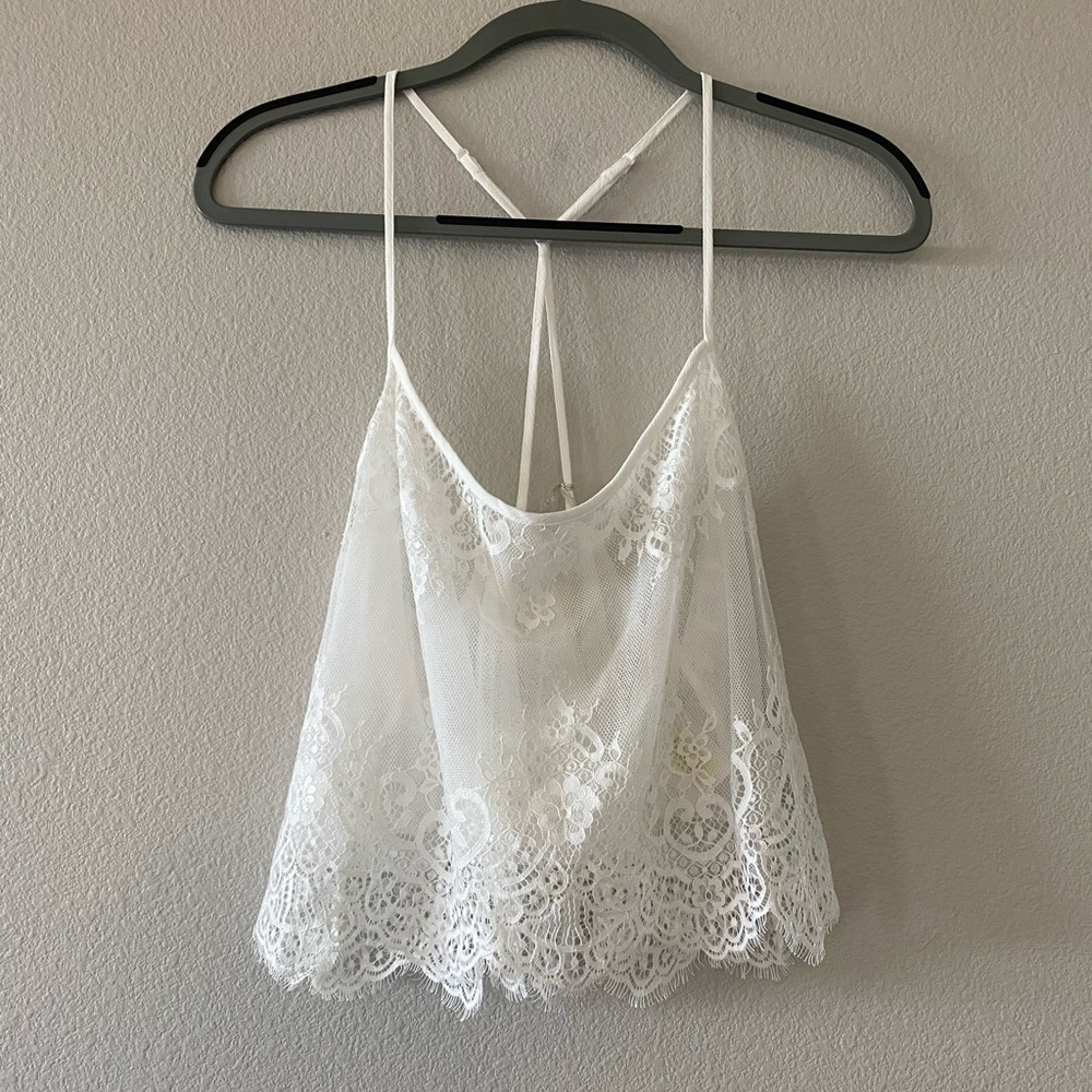 NWT White Lacy Lingerie Top - Picture 3 of 8